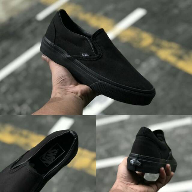 vans slip on full black original