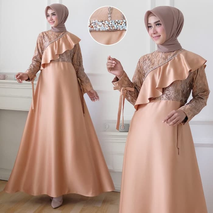 Langsung Order baju pesta zanata loly dress maxy muslimah gamis pesta cantik ori Diskon