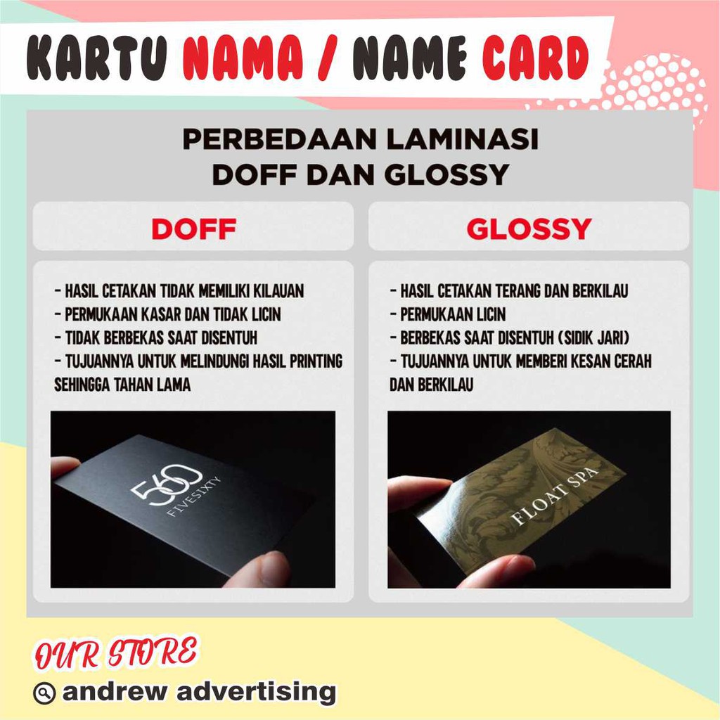 KARTU NAMA FREE DESIGN (LAMINASI DOFF/GLOSSY)