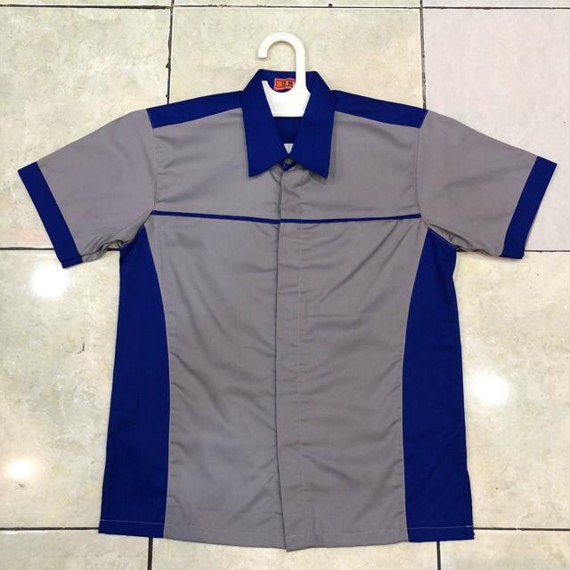 Seragam Kerja Drill Biru Putih Baju Kerja Drill Biru Putih Seragam Kantor Cleaning Service Shopee Indonesia