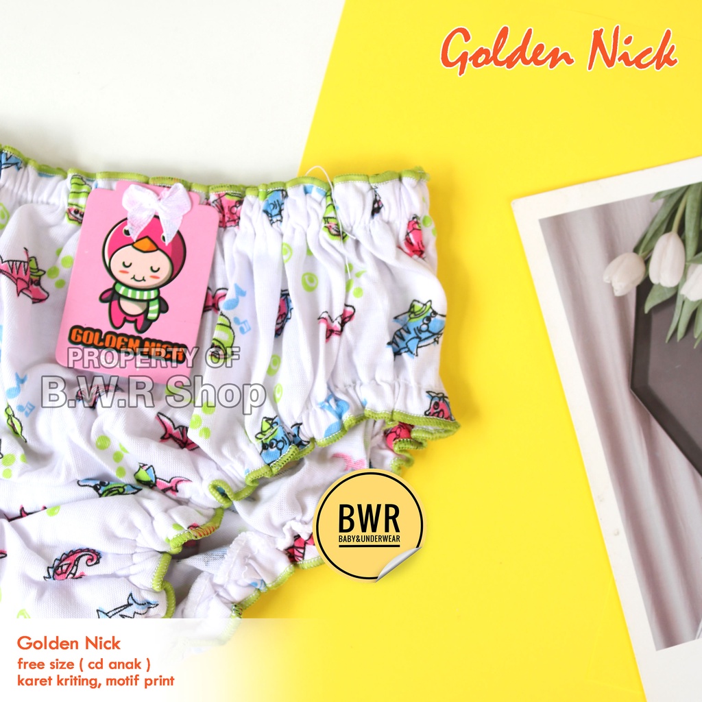 CD Golden Nick Anak PUTIH PRINT KRITING / Celana Dalam Anak Perempuan CD Golden Nick Kids Lucu | Bwr