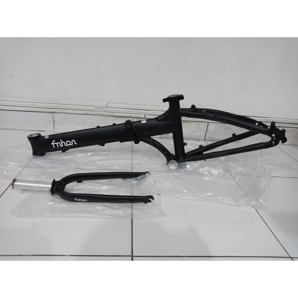 Frame Set &amp; Handle Post HP FNHON BLAST Black Matte Discbrake 20 inch New Db Sepeda Lipat Hitam Doff