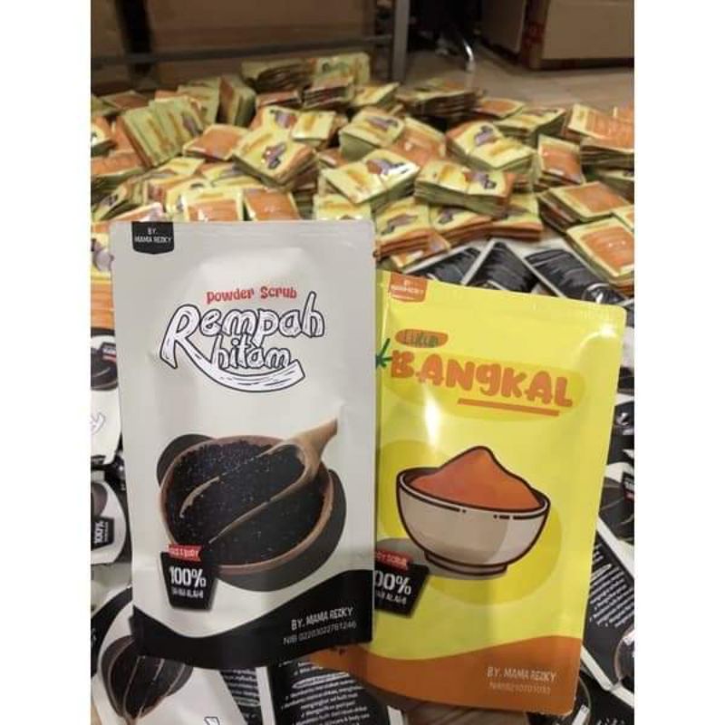 Lulur Rempah Kayu Bangkal dan Lulur Rempah Hitam by Mama Resky 20gr Original