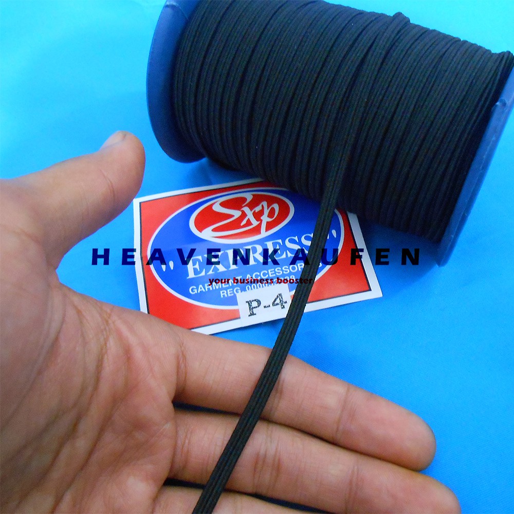 Elastis Elastic Lebar 4 mm (P4 Atau C4) Warna Hitam Harga Per Meter