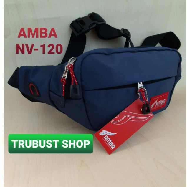 tas slendang waistbag sling bag biru navi AMBA NV-120