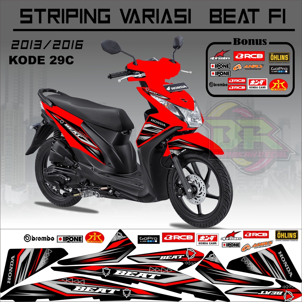 Striping Beat Fi 2013-2016 Stiker Lis Motor Beat Variasi kode 29