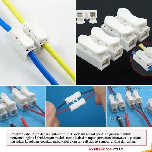 Konektor Kabel 2 Pin 3 Pin Penyambung Kabel Listrik Pencet