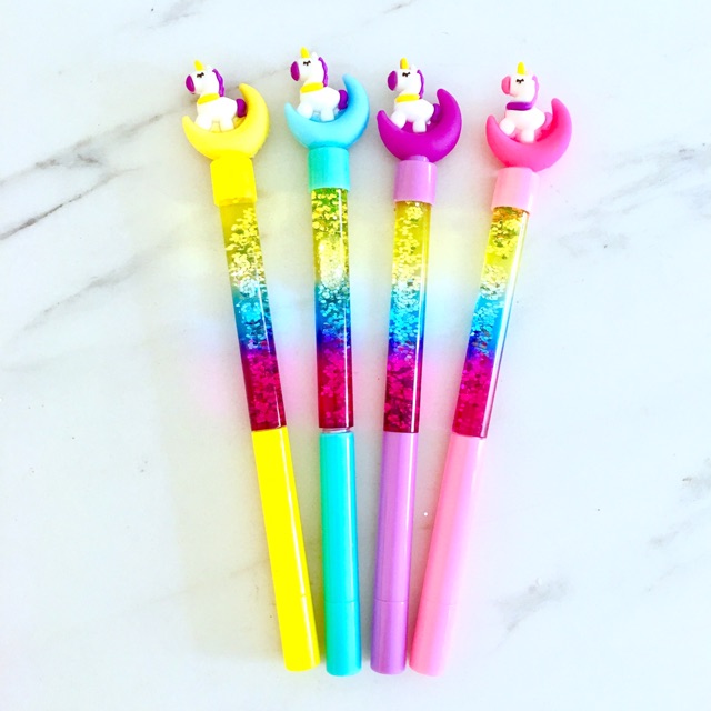 TERMURAH!! SATUAN Glitter Blink Natal Unicorn BTS Pony Kuda Laut/christmas doraemon souvenir gel pen