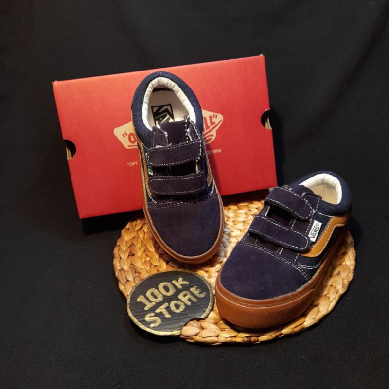 sepatu Vans anak navy gum velco size 17-35 real pict