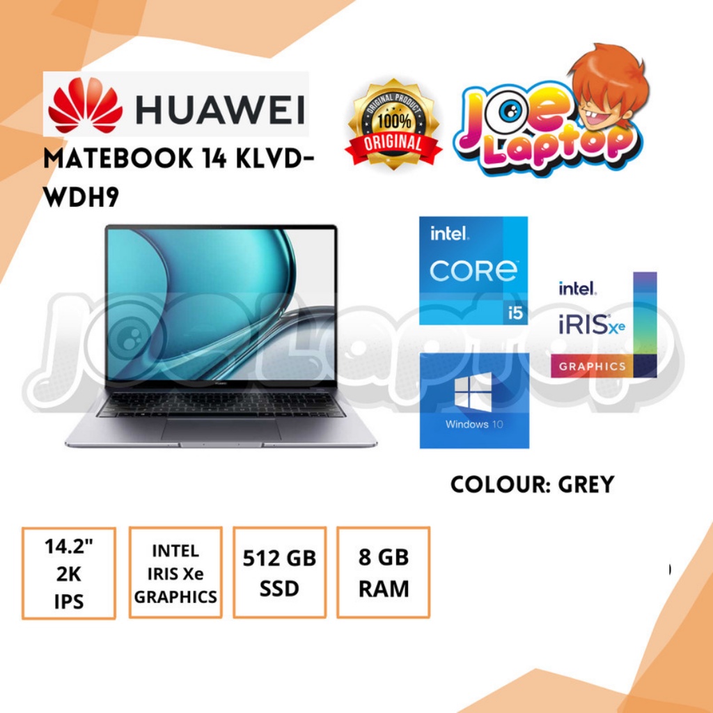 Jual Huawei Matebook 14 KLVD-WDH9 Grey i5 1135G7 Win10 (14" 2K IPS/UMA ...