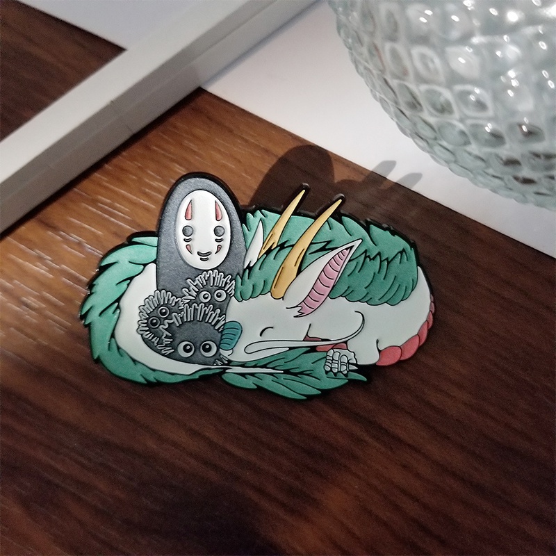 Cartoon Anime Brooch Spirited Away White Dragon Enamel Pin Cute Little Coal Jersey Collar Pin Clothing Decoration