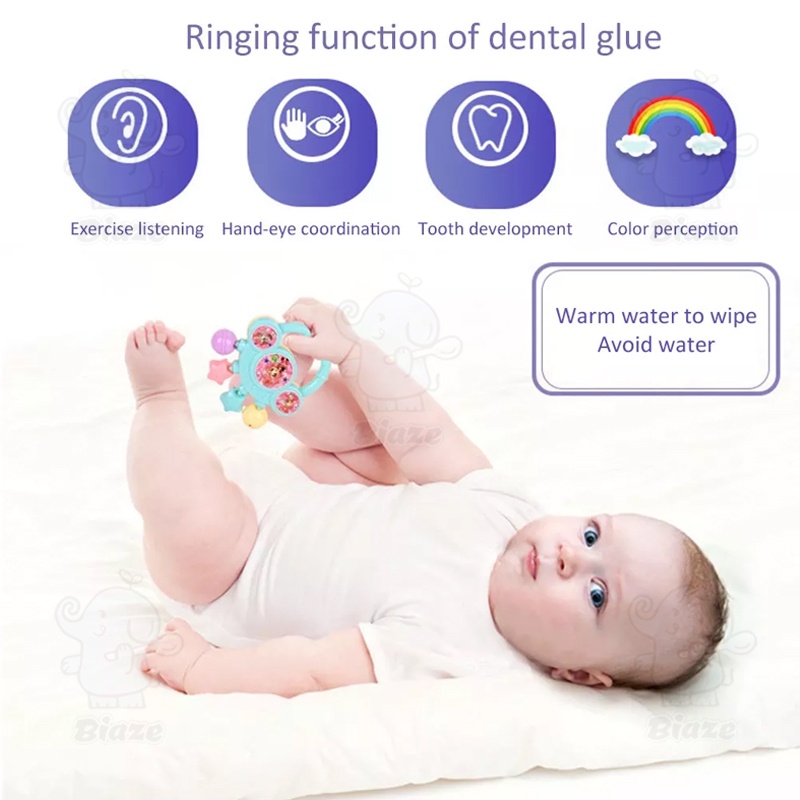 Biaze Baby Teether Rattle Teething Kit Mainan /Gigitan Bayi Gigitan /Bayi Teether Mainan Bayi /Rattle Teether bayi dengan kontainer 7 pcs set