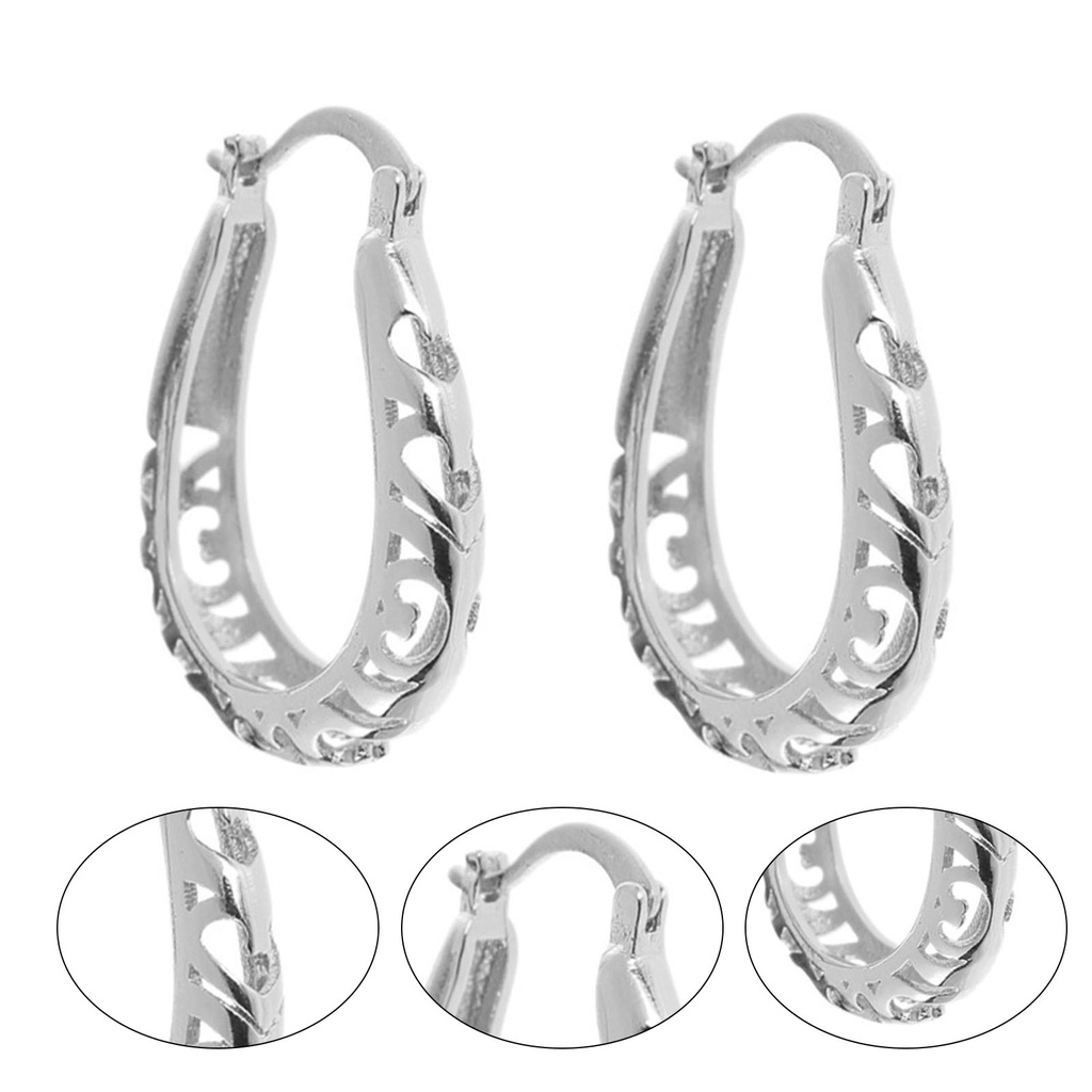 Hu Hu Hu Hu Hu Alat Bantu Pasang Kacamata♡ 1 Pasang Anting Hoop Wanita Bentuk Bulat Motif Bunga Hollow Out Geometris Untuk Pernikahan