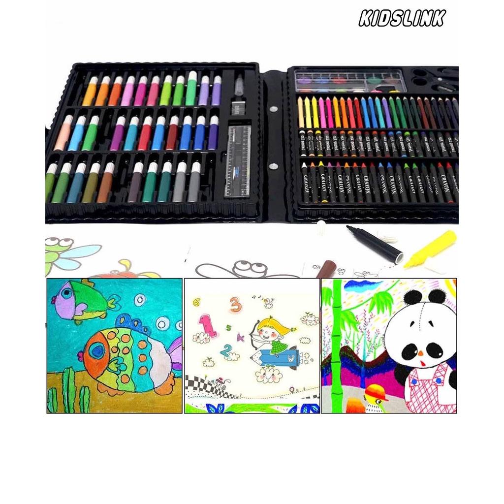 208 Perlengkapam Pensil Warna Crayon 150pcs 180 Drawing Set Coloring Spidol Oil Pastels Kado Lebaran