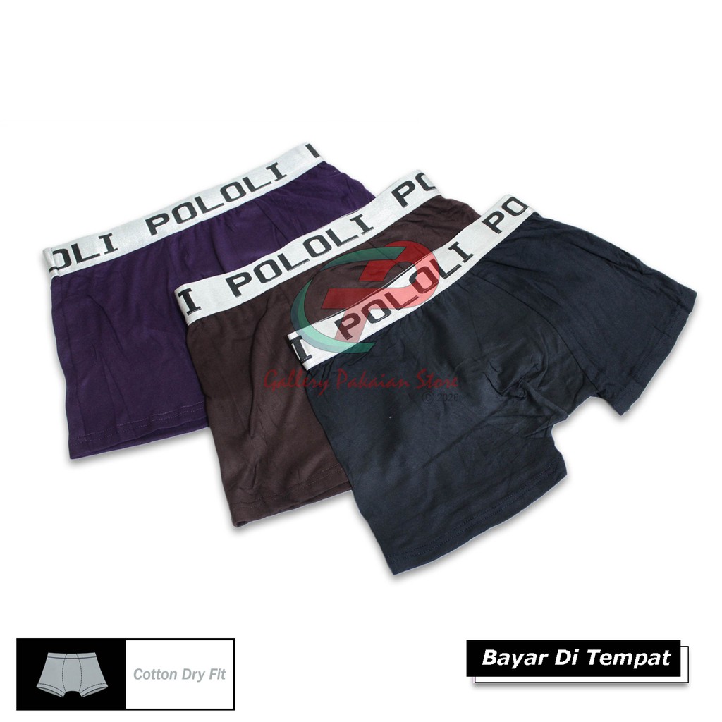 CELANA DALAM BOXER MURAH 1 BOX ISI 3 PCS POLOLI BOXER DEWASA CELANA BOXER SPORT