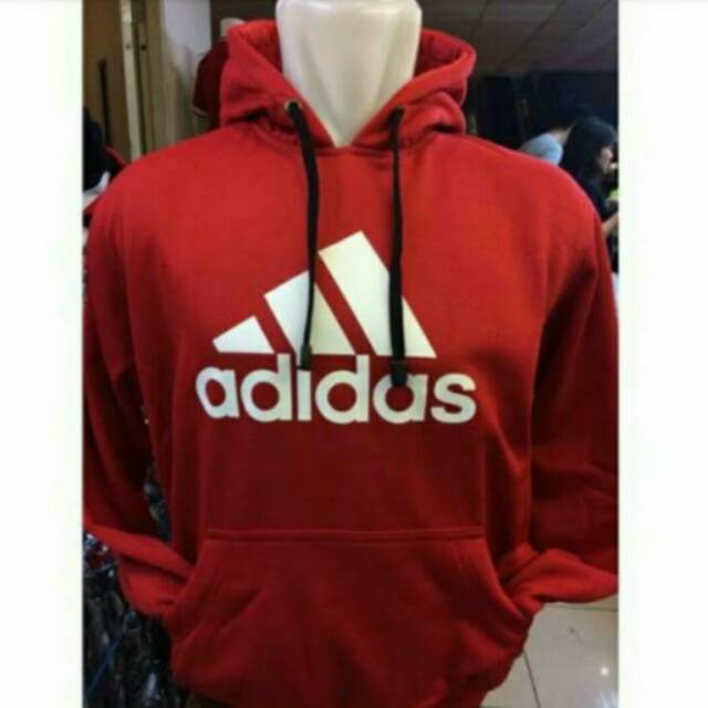 Jaket hoodie Adidas warna merah terbaru