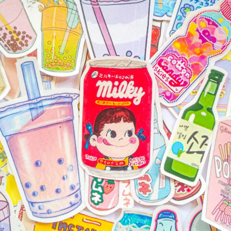 

Japanese Drinks Deco Sticker Pack include 30 pcs Aesthetic Korean Vintage Custom Cute