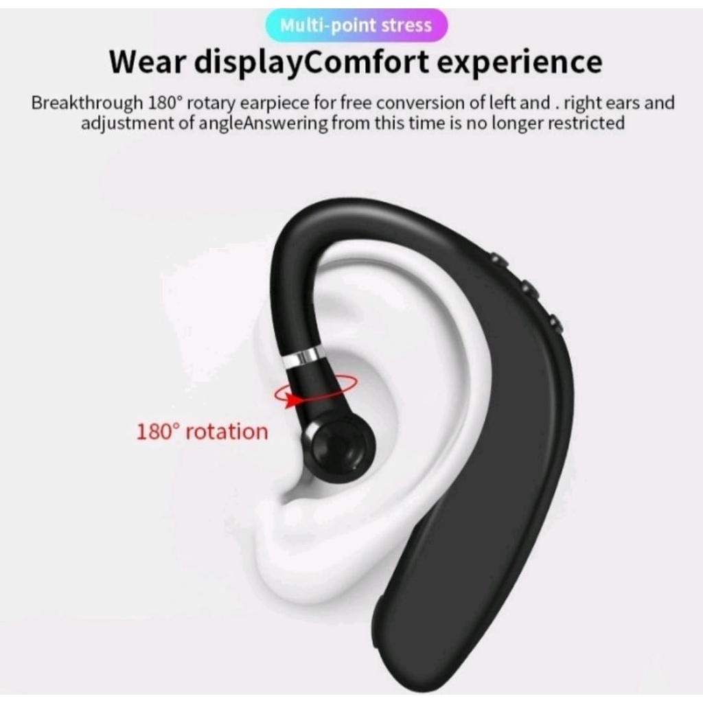 Headset-Handsfree-Earphone Bluetooth V5.0- Earphone Wireless S109 Business Nirkabel Dengan Mikrofon Kontrol Kebisingan-Best Quality