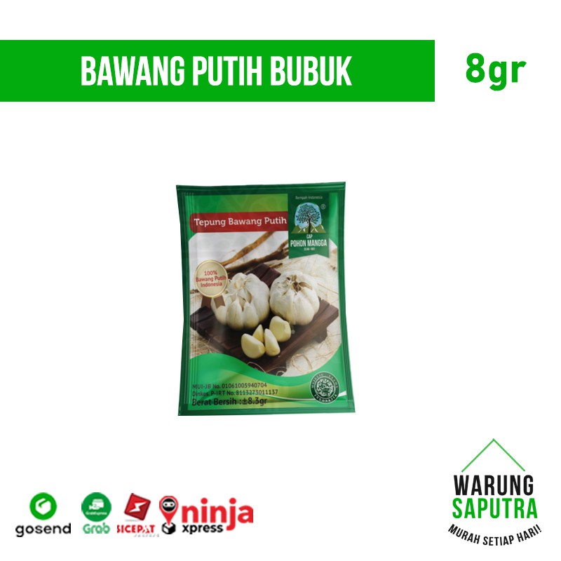 

Bawang Putih Bubuk / Tepung Cap Pohon Mangga Sachet Bandung 8g
