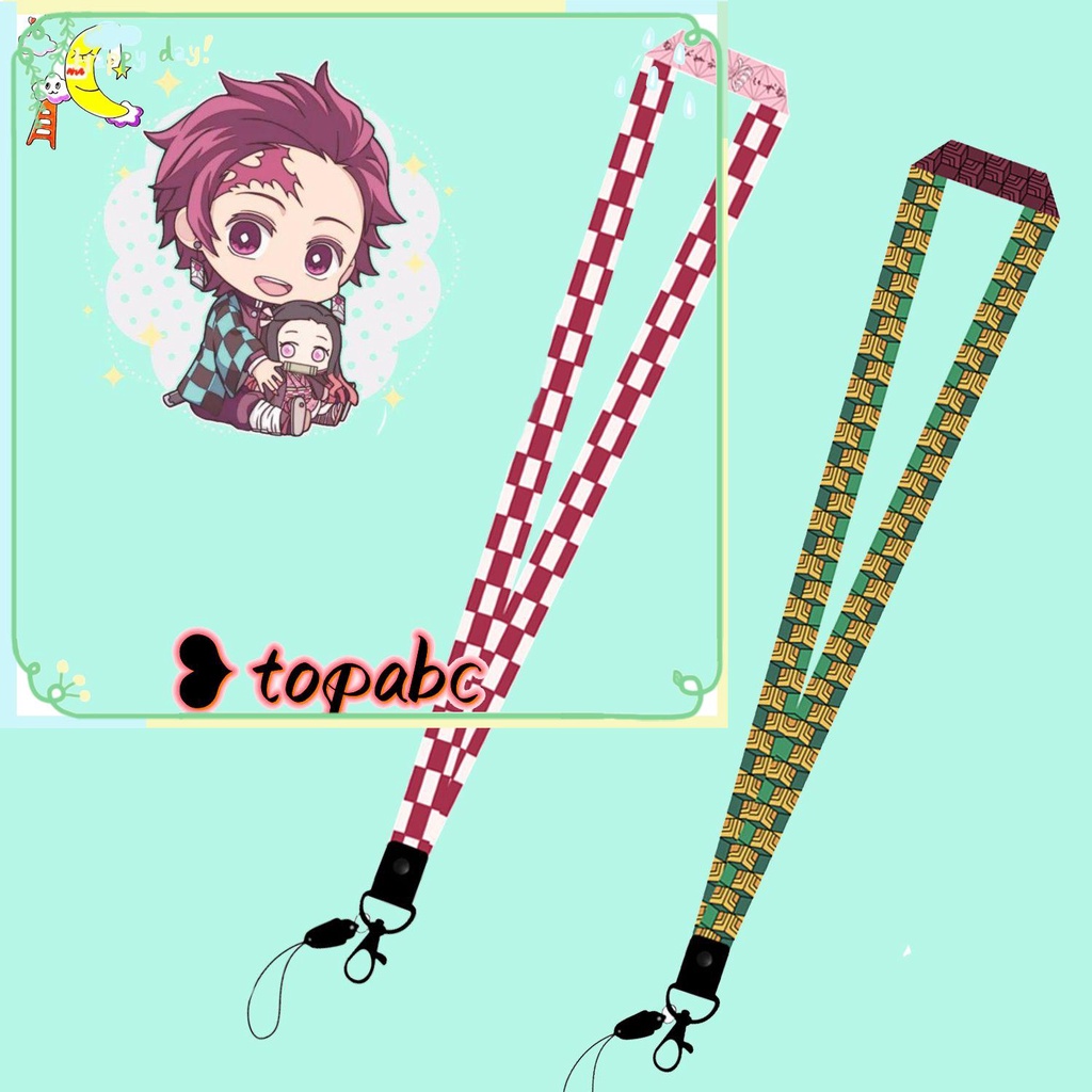 TOP Cosplay Multicolor Anime Lanyard Kimetsu Keychains Demon Slayer Hanging Anime Lanyard ID Card Holder Men Neck Strap No Yaiba Women/Multicolor