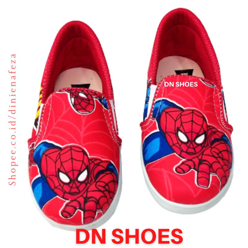 Sepatu Anak Laki Laki Sepatu Formal Anak Sepatu Anak Pria Slip On Anak Karakter Spiderman merah New Murah Keren