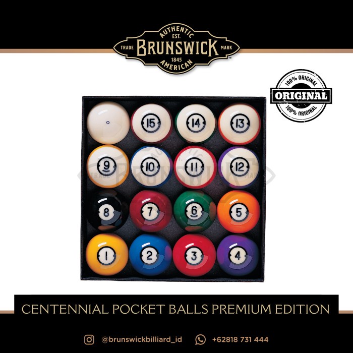 Jual TR00J9 Bola Billiard Brunswick Centennial Pocket Balls Premium