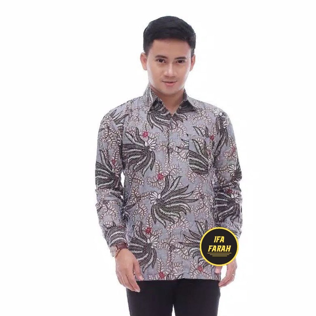 HEM BATIK ANAK AYAH MOTIF KUBIS ABU M L XL XXL