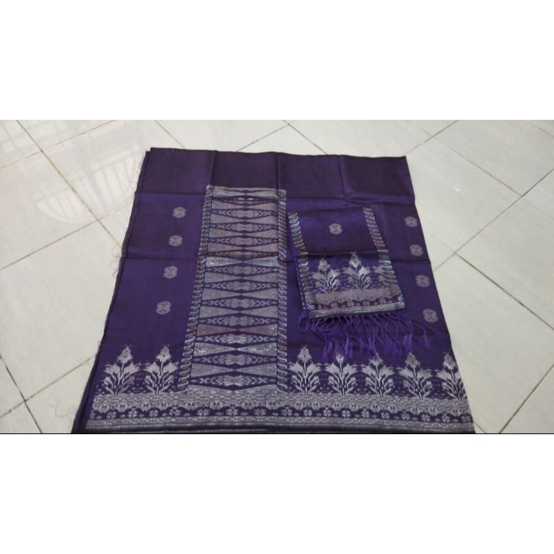 songket silungkang warna ungu silver