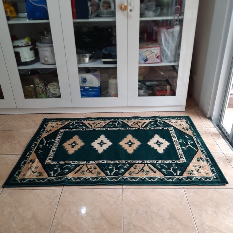 KARPET MIRZAE 100 X 150 MZ14 GREEN Karpet Lantai Hijau, Permadani Bulu Tebal-3