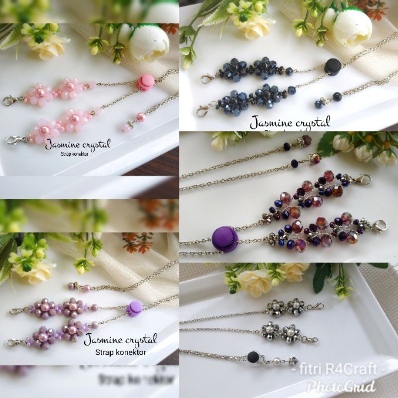 strap masker 2in1 rantai serut crystal, pict, produksi sendiri ya...