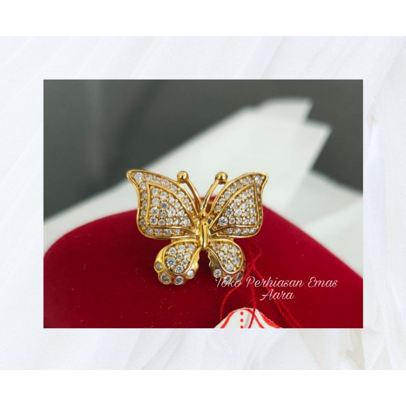 Cincin Emas 375 Kupu Full Permata
