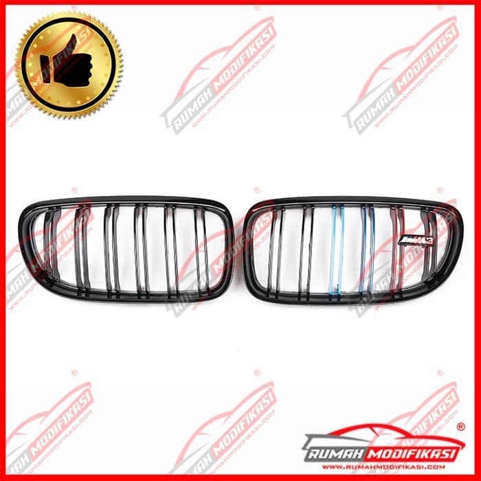 GRILL - BMW E90 2009-2011 - DOUBLE SLATE - GLOSS - M3 STYLE - STRIPES