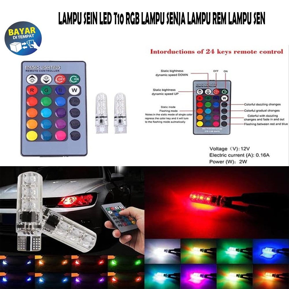 LAMPU LED T10 LAMPU SEN LAMPU REM LAMPU KOTA RGB BISA GANTI WARNA PAKAI REMOT / Lampu LED T10 Lampu Sen Lampu Kota RGB Remote Jelly 6 Mata 16 Warna / LAMPU SEN LAMPU SENJA MODEL REMOT NMAX MIO BEAT VARIO PCX AEROX DLL UNIVERSAL