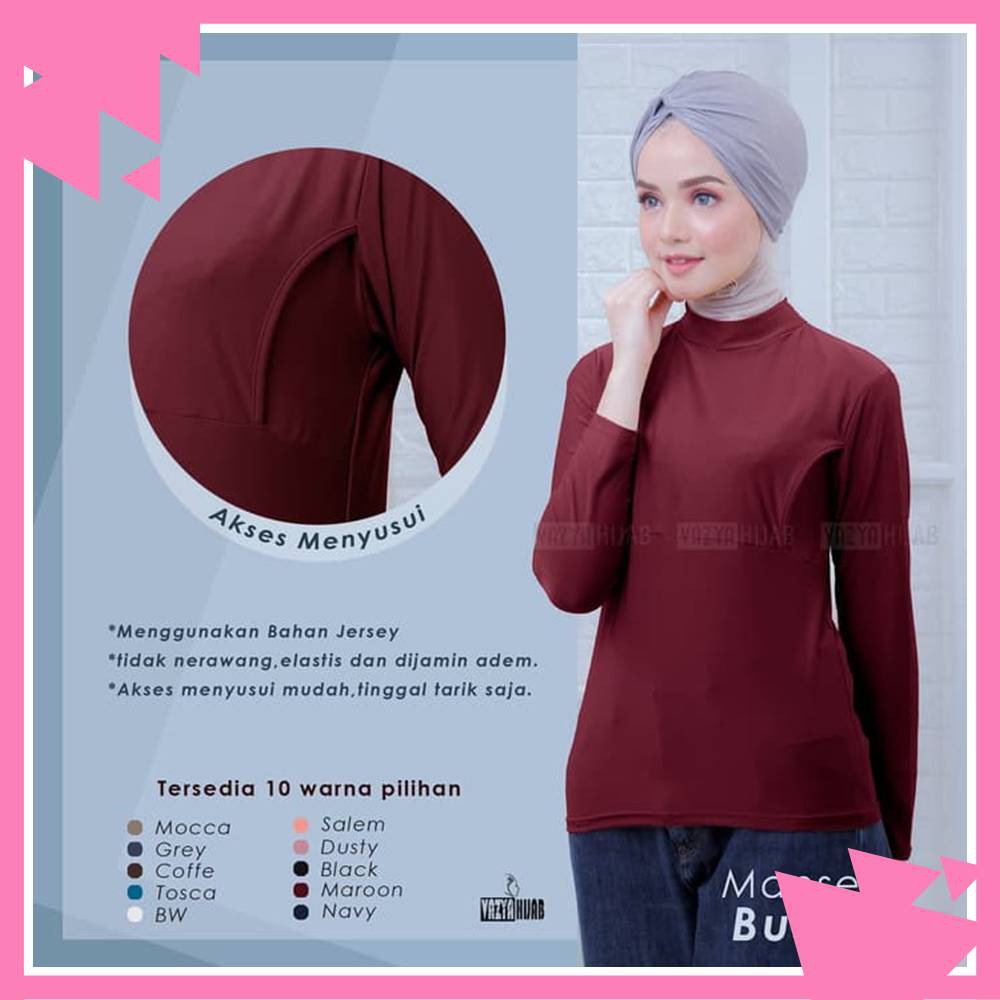 Gamis Busui Kaos Manset Wanita Menyusui Polos Lengan Panjang
