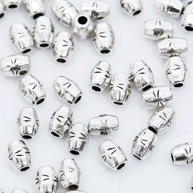 CHARMS 100pcs Manik-Manik Spacer Bahan Metal Warna Silver Untuk Membuat Perhiasan Gelang Diy