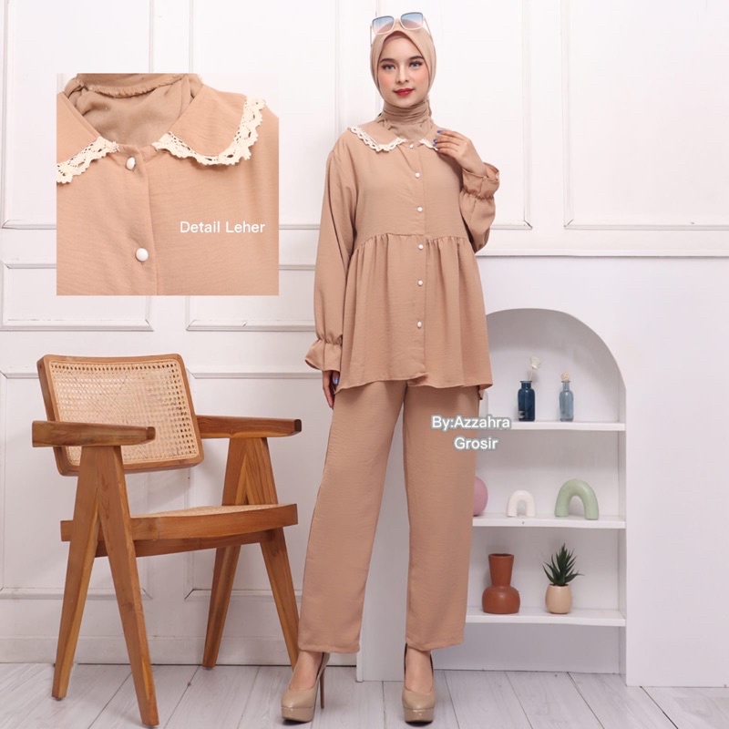 Elia Set Ld115 - SetCel Crinkle Jumbo Bigsize Oversize One set Setelan Wanita / 363-6915