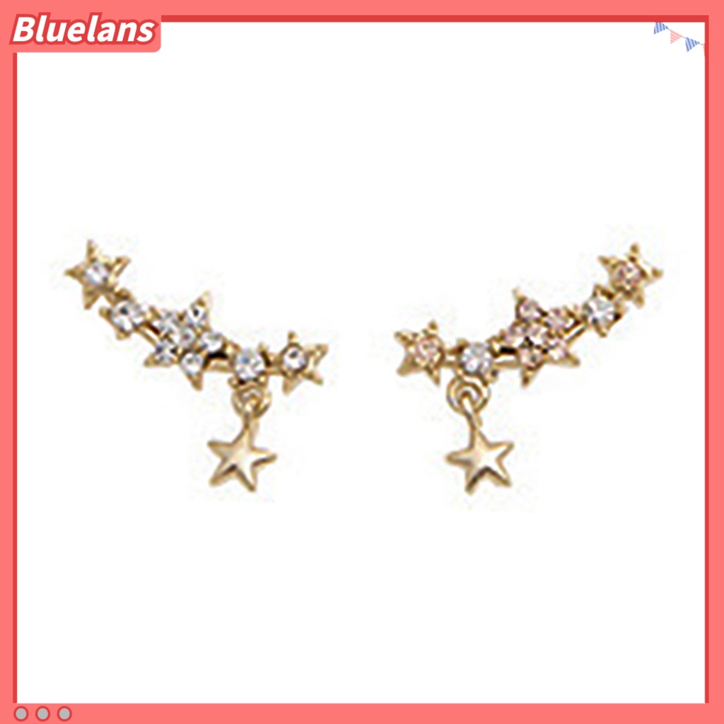 Bluelans 1 Pair Ear Studs Piercing Jewelry Gift Alloy Five-Pointed Star Pendant Earrings