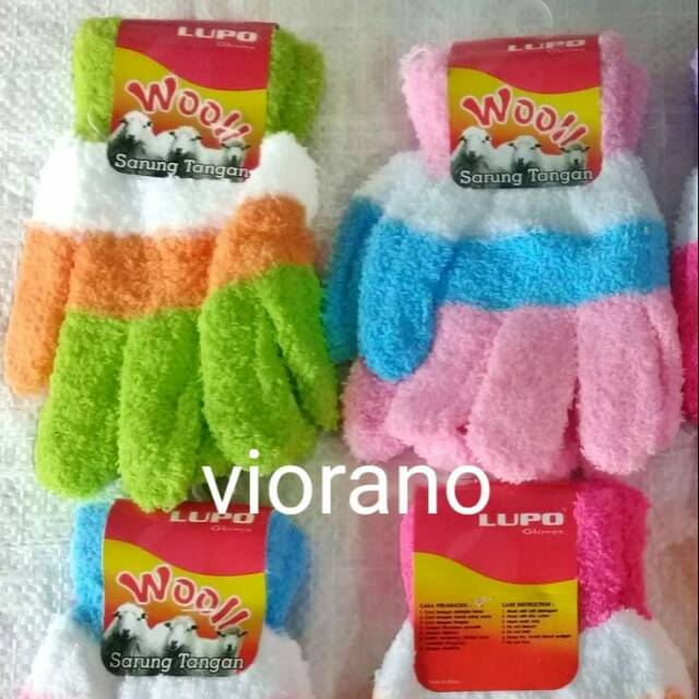 Sarung Tangan Wool Rajut Salur Warna Lembut Tebal / Sarung Tangan Motor Woll Handuk Unisex