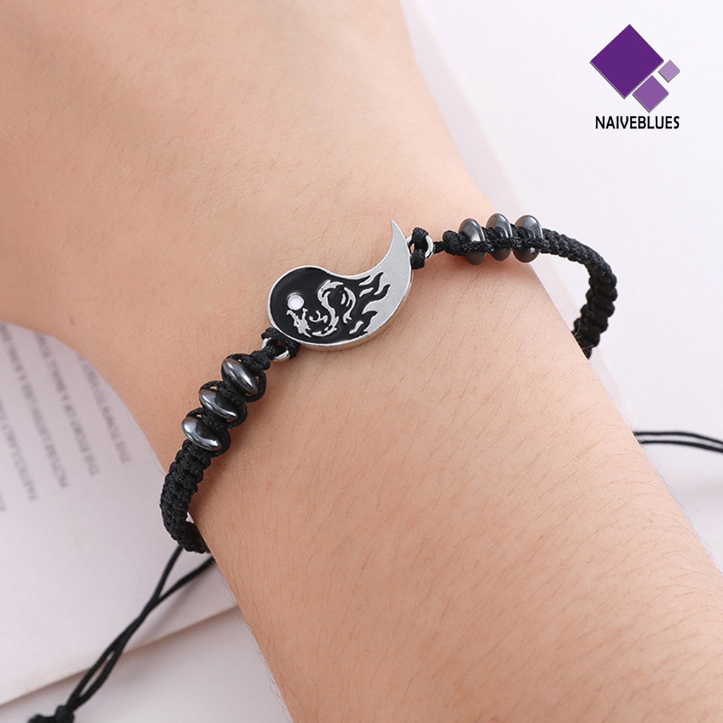 Naiveblue &gt; Gelang Tangan Rantai Adjustable Motif Yin Yang Gaya Etnik Retro Untuk Wanita / Valentine