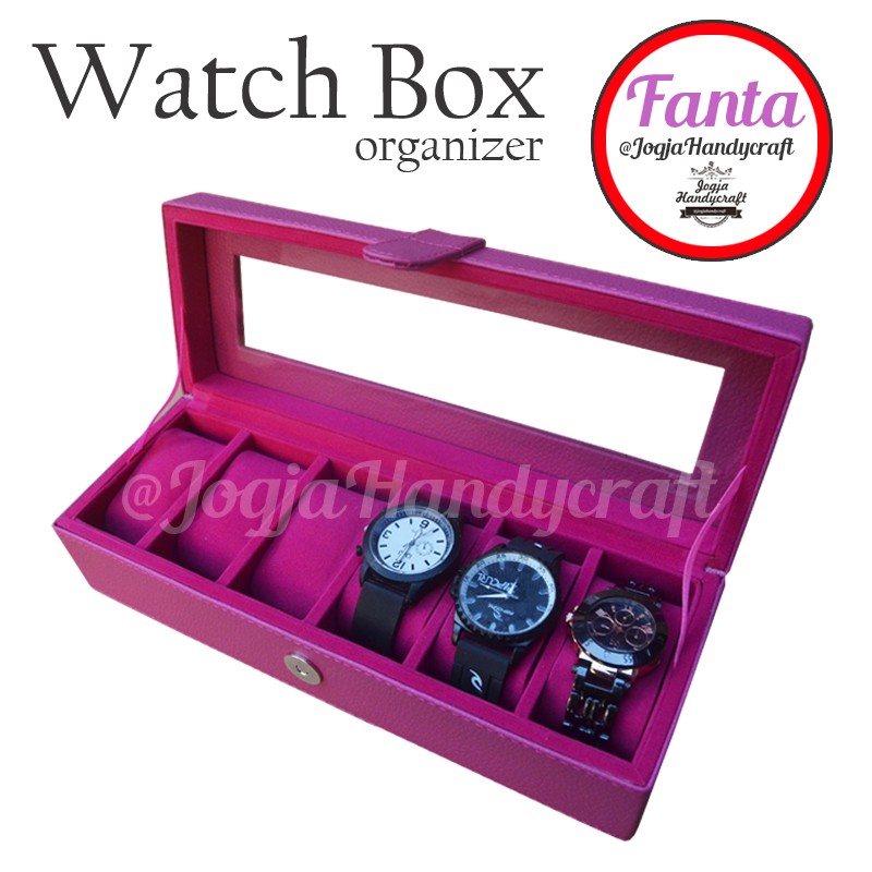 Magenta Watch Box / Kotak Tempat Jam Tangan Isi 6