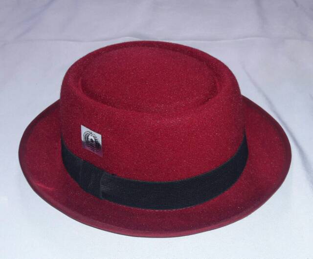 Topi fedora bulat pork pie hat bulu