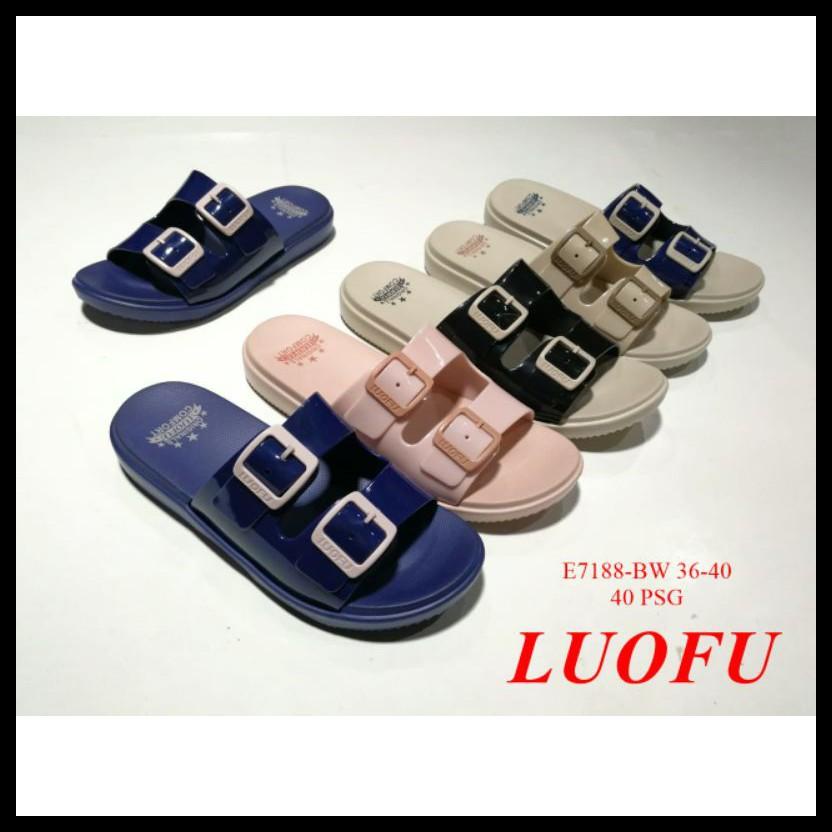 (BISA COD) SANDAL WANITA LUOFU BAN DUA E-7188 JELLY IMPORT