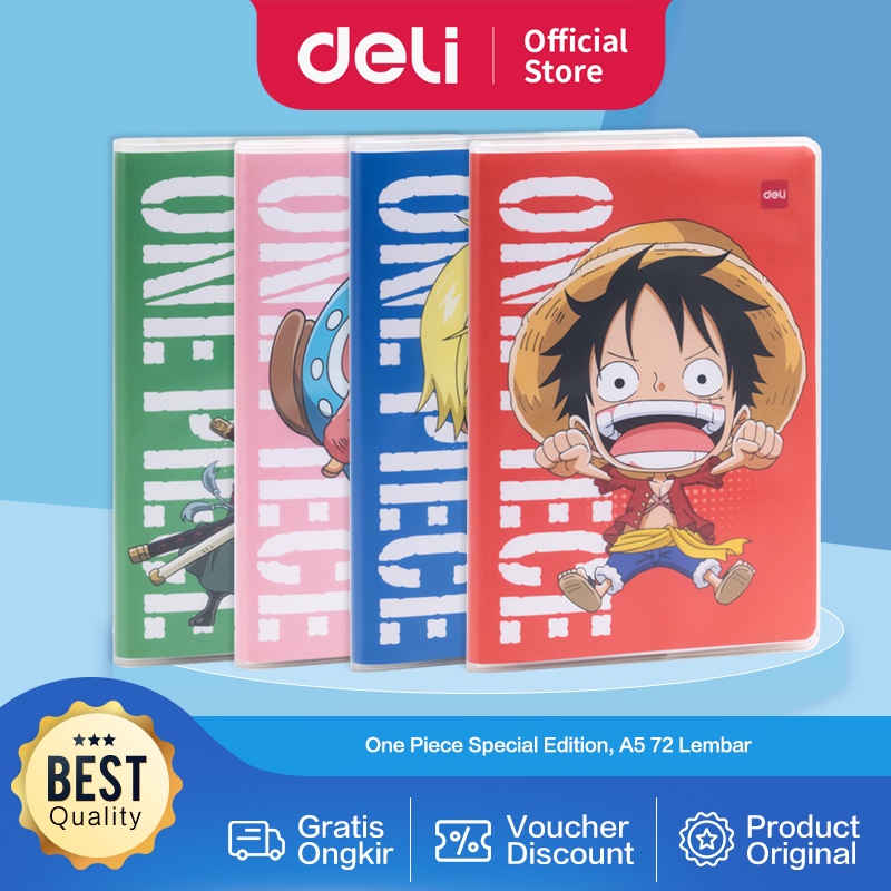 

Deli EVA Cover Notebook / Buku Tulis Sampul Plastik PVC A5 72 Halaman Kartun One Piece EN008