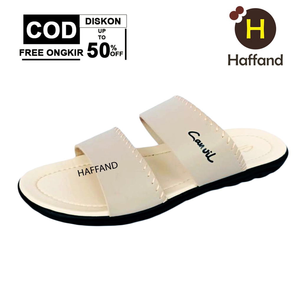 Sandal Pria Kulit Selop / Sandal Pria Slide / Sendal Canvil Kulit