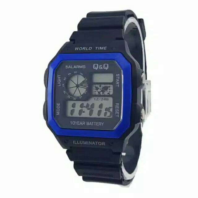 Jam Tangan Pria/Wanita Sporty Q&amp;Q Kotak Digital Strap Rubber