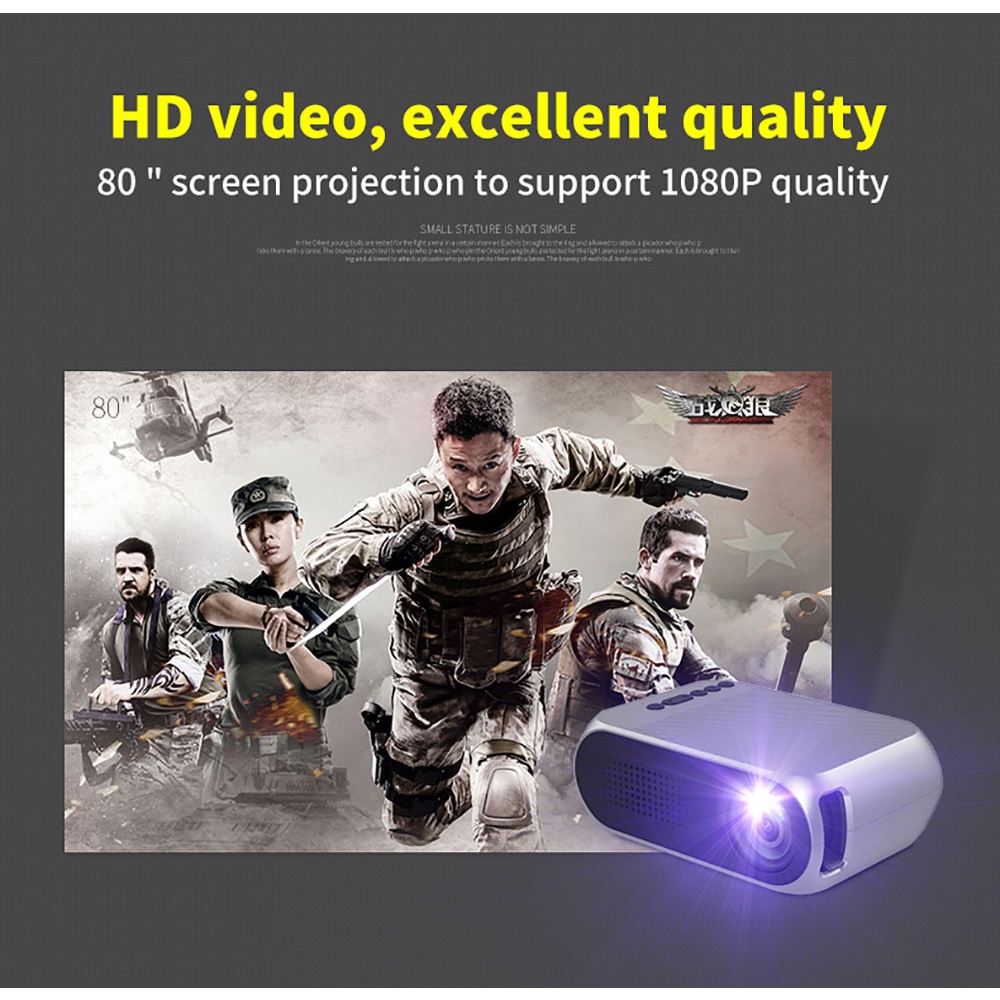 AKN88 - YG320 Rechargeable Portable Mini Projector 1300 mAH 600 Lumens 1080P