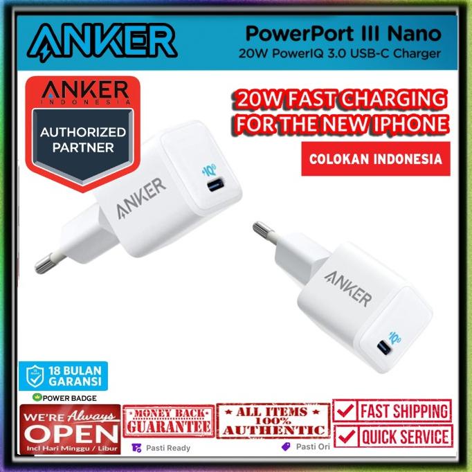 Anker Powerport III Nano 20W Fast Charger USB-C Compact WALL CHARGER