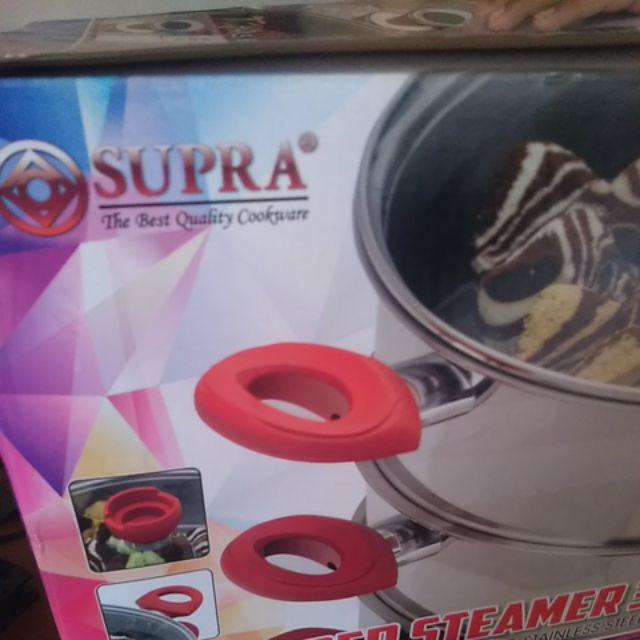 Panci Susun 3 Supra Super Steamer 32 Cm Besar Stainless Steel Kukus Tingkat Masak Arisan Tutup Kaca