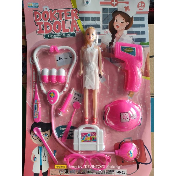 MD 01 MAINA DOKTER DOKTERAN SET PLUS BONEKA BERBIE / MAINAN DOKTER IDOLA FUN MEDICAL SET