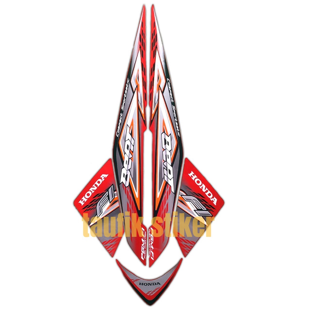 STRIPING LIS BODY MOTOR HONDA BEAT FI 2014 CBS MERAH SEPASANG STANDAR FULL SET